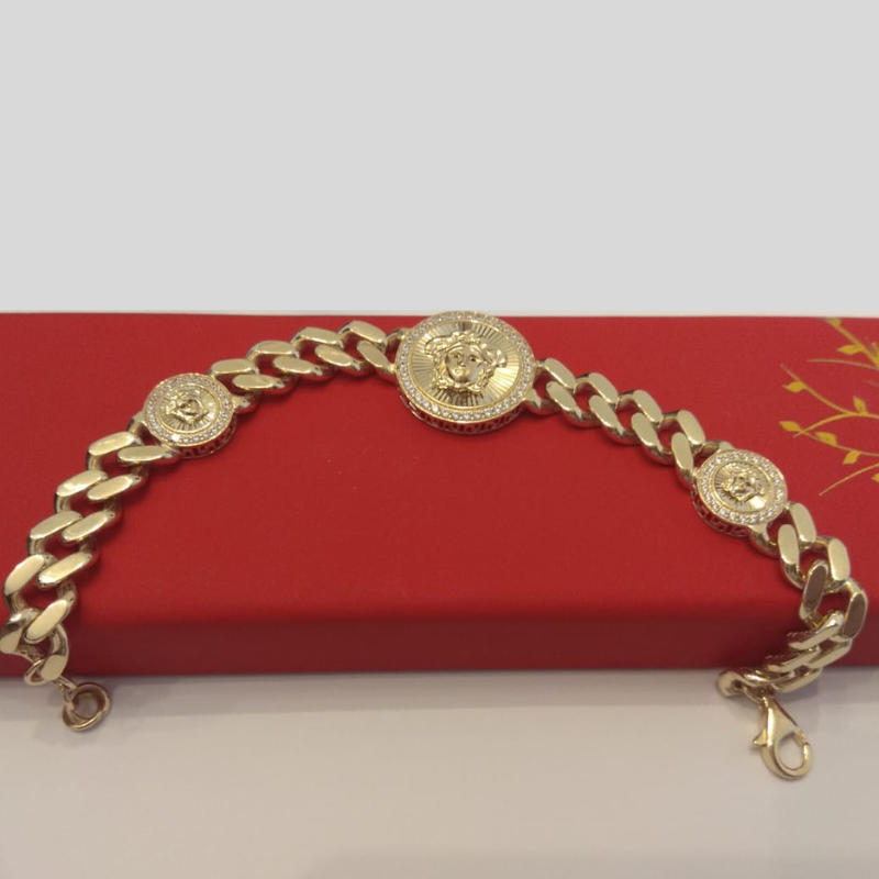 18K Pure Gold Elegant Double V.R.C Bracelet