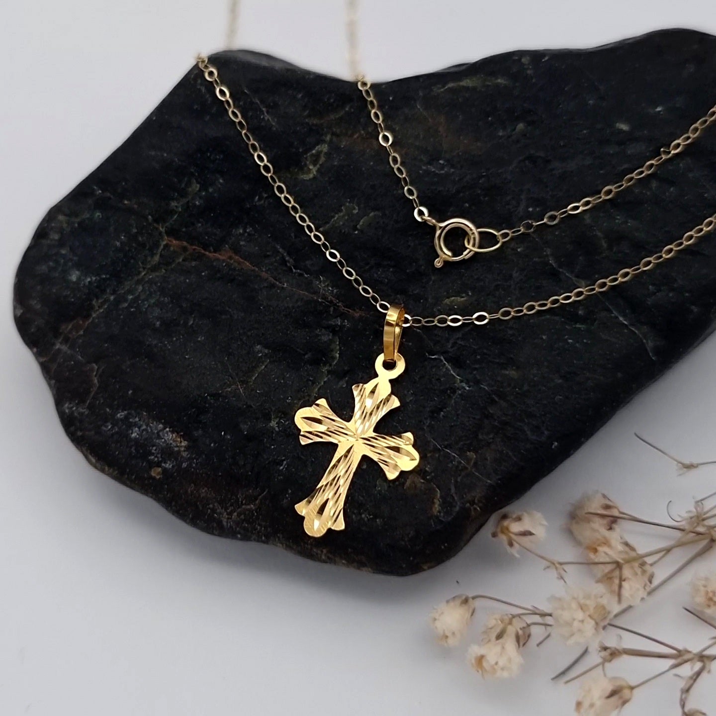 18K Pure Gold Cross Necklace