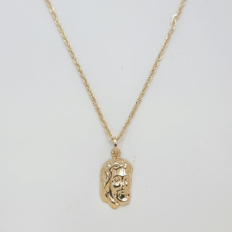 18K Pure Gold Jesus Face Necklace