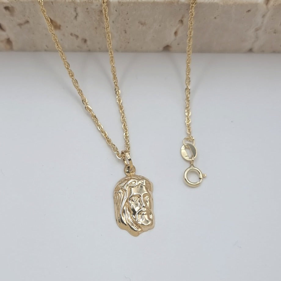 18K Pure Gold Jesus Face Necklace