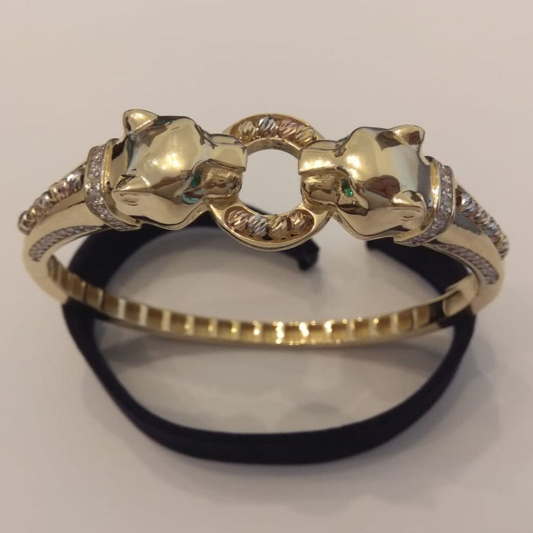 18K Pure Gold Elegant Panther Bangle