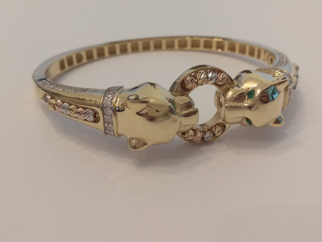 18K Pure Gold Elegant Panther Bangle