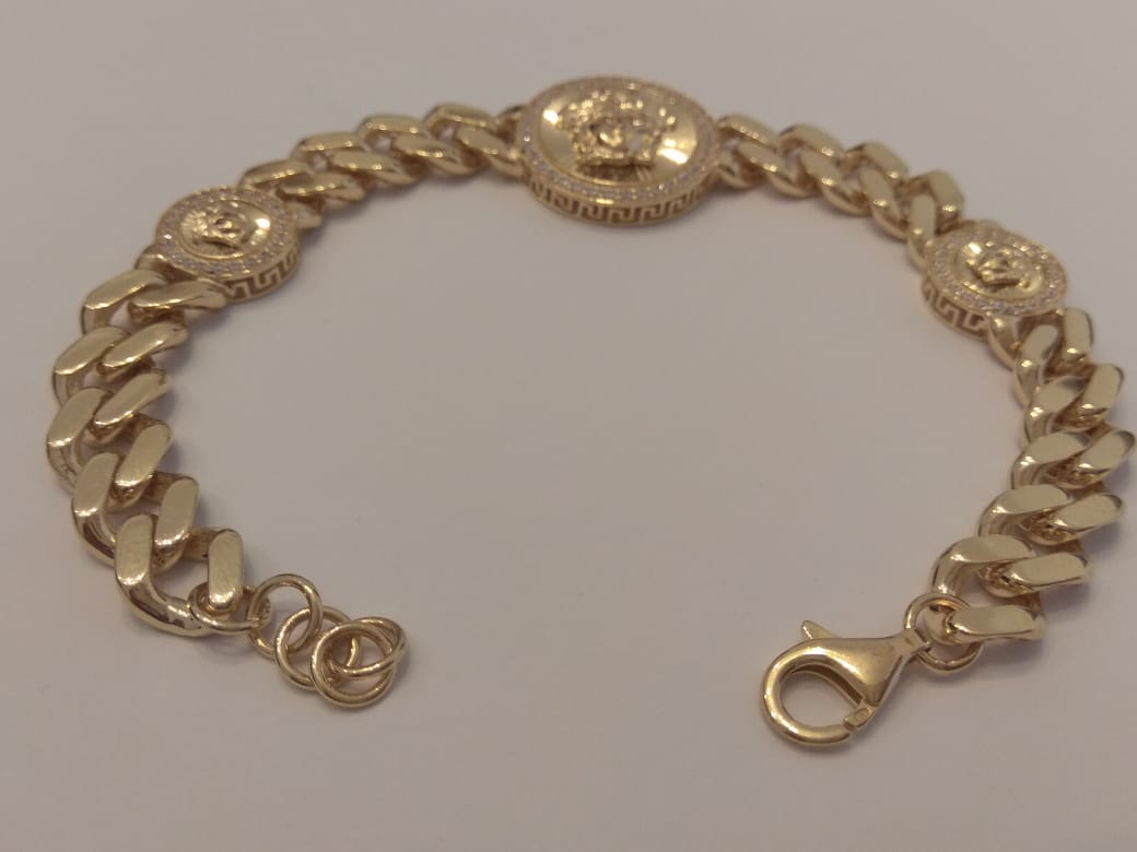 18K Pure Gold Elegant Double V.R.C Bracelet