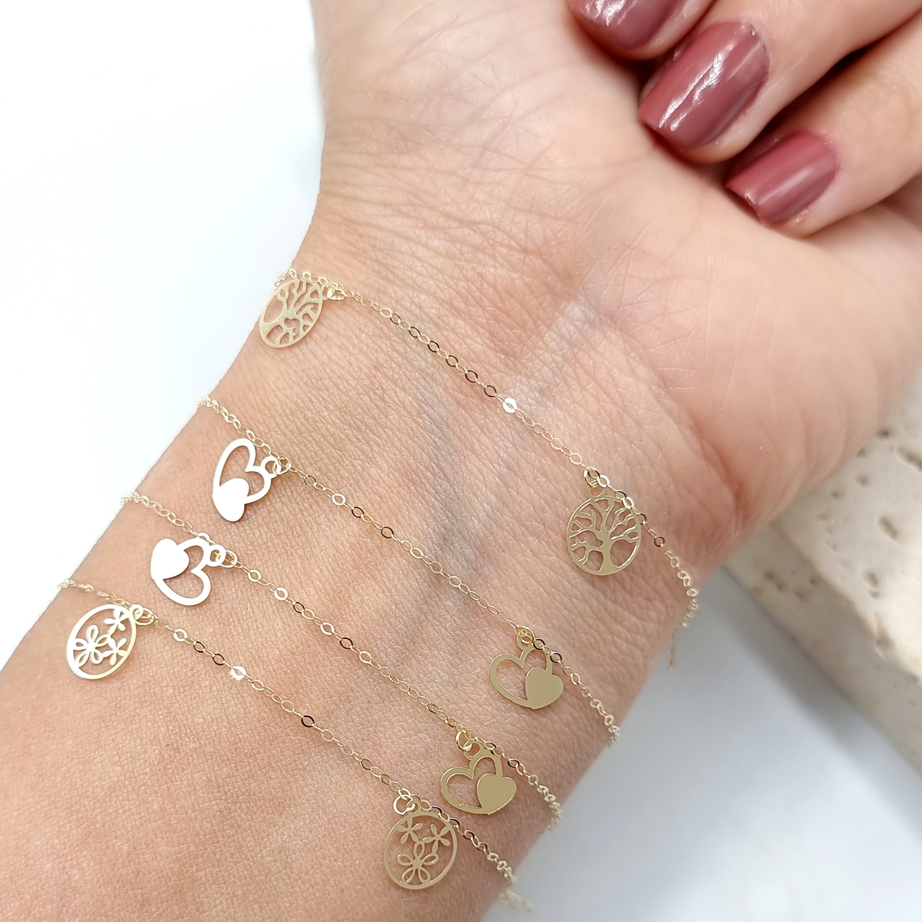 18K Pure Gold Flower Bracelet