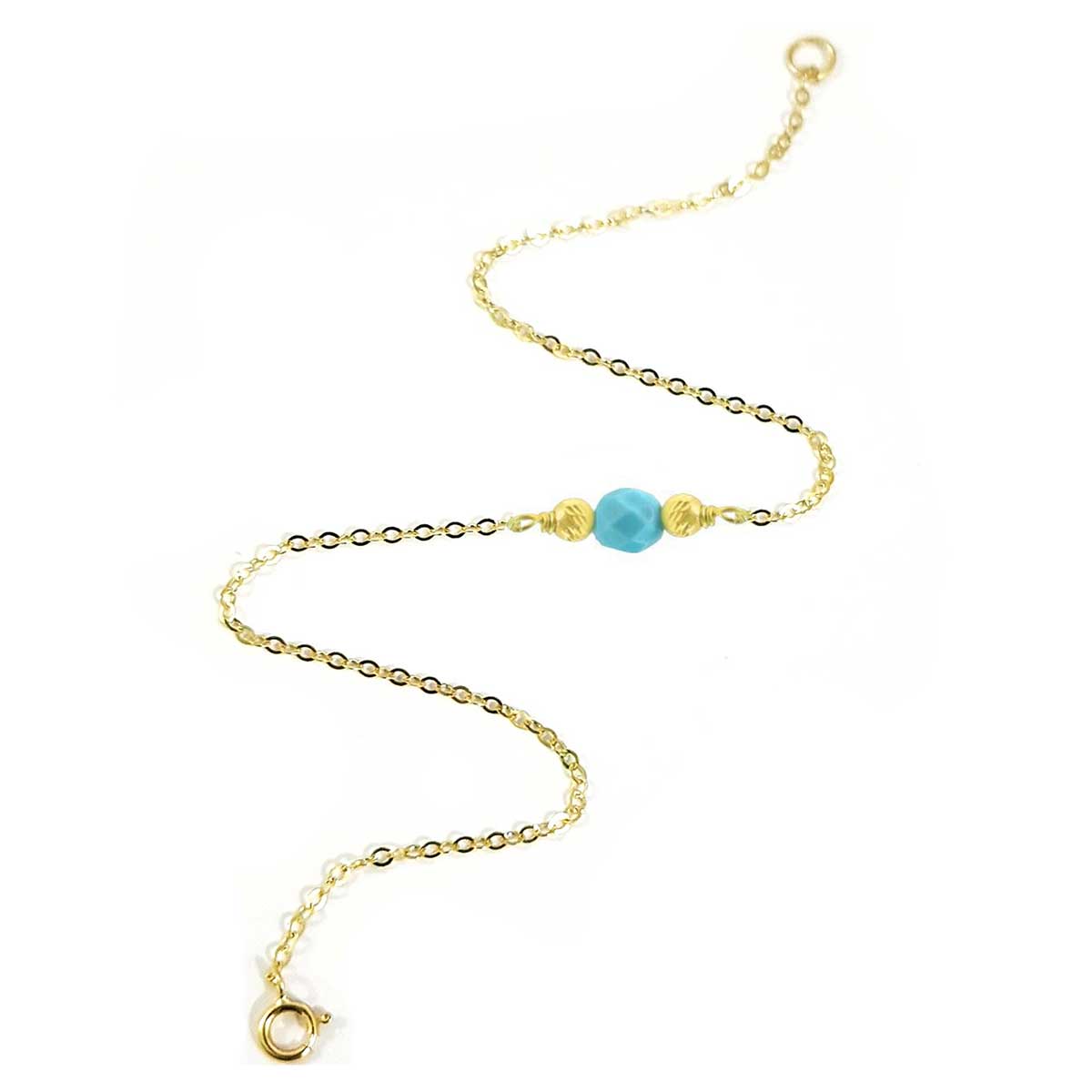 18K Pure Gold Blue Stone Bracelet