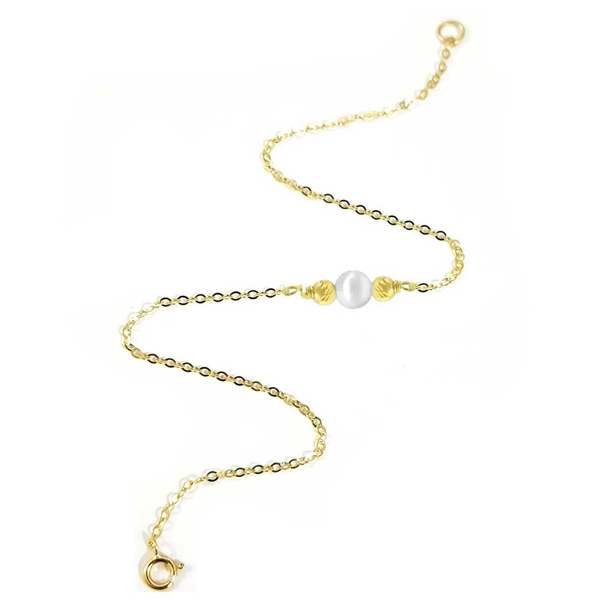 18K Pure Gold White Pearl Bracelet