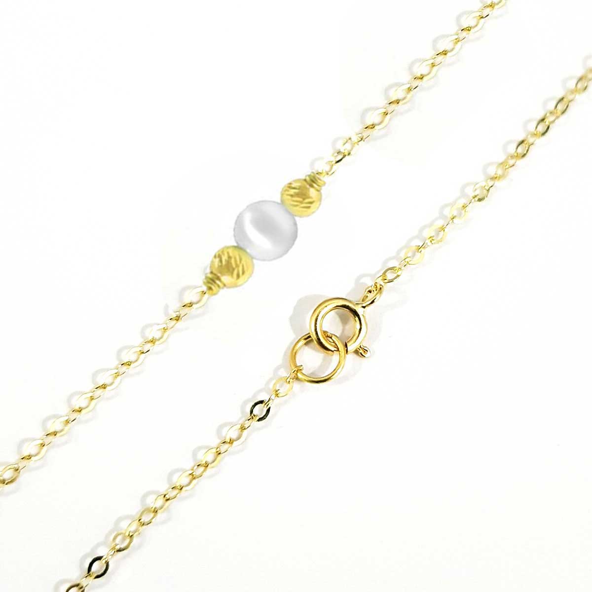 18K Pure Gold White Pearl Bracelet