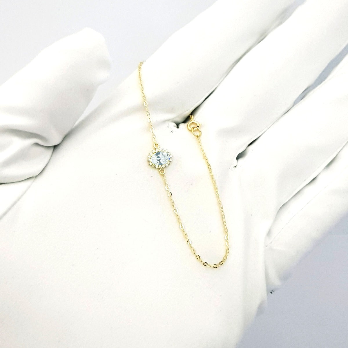 18K Pure Gold Crystal Stone Bracelet