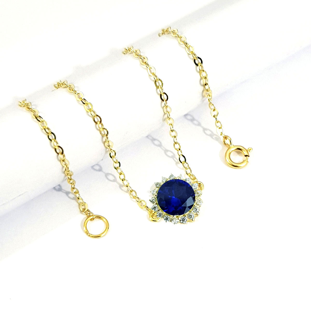 18K Pure Gold Blue Stone Bracelet