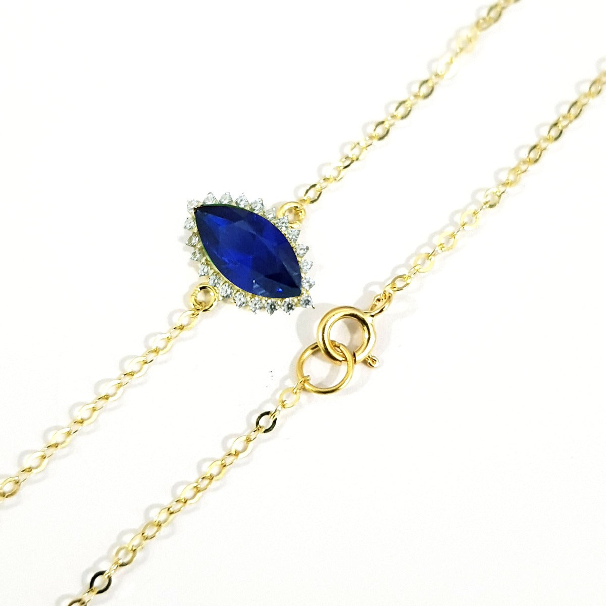 18K Pure Gold Blue Stone Bracelet