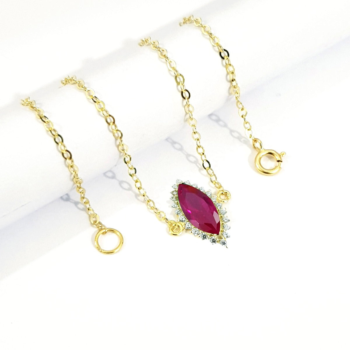 18K Pure Gold Pink Stone Bracelet