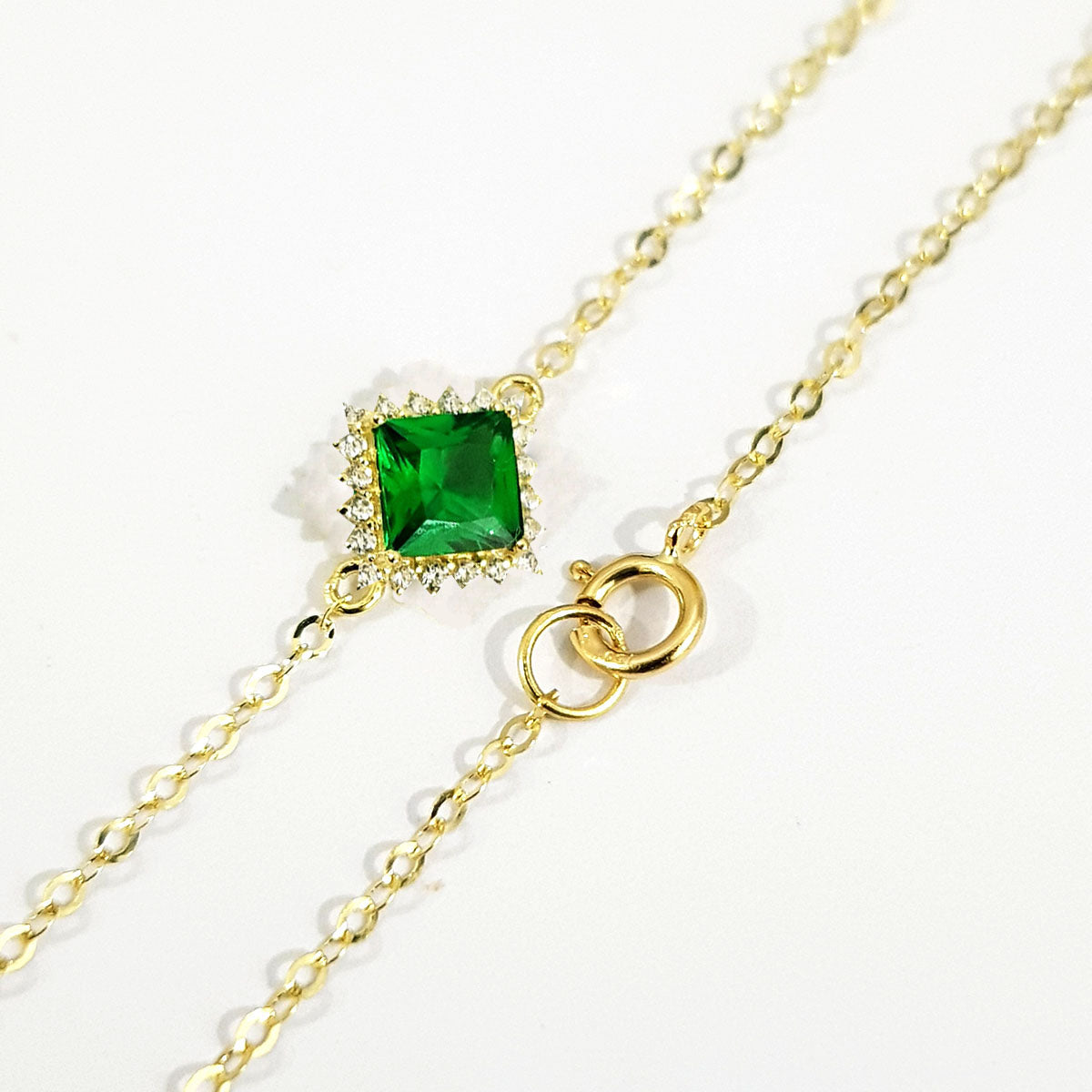 18K Pure Gold Green Stone Bracelet