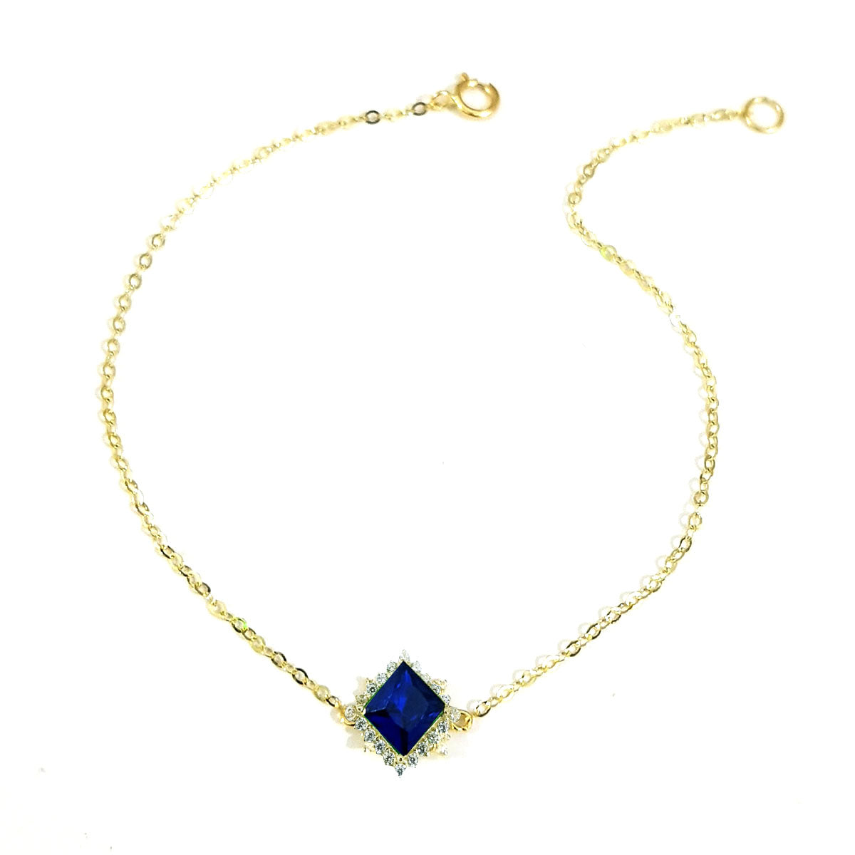 18K Pure Gold Blue Stone Bracelet