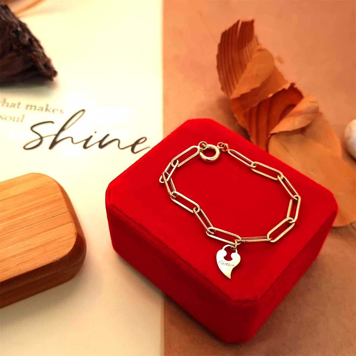 18K Pure Solid Heart Elegant Bracelet