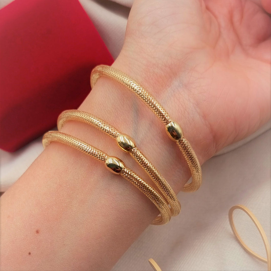 18K Pure Gold Elastic Bracelet Bracelet For Women 18K Gold