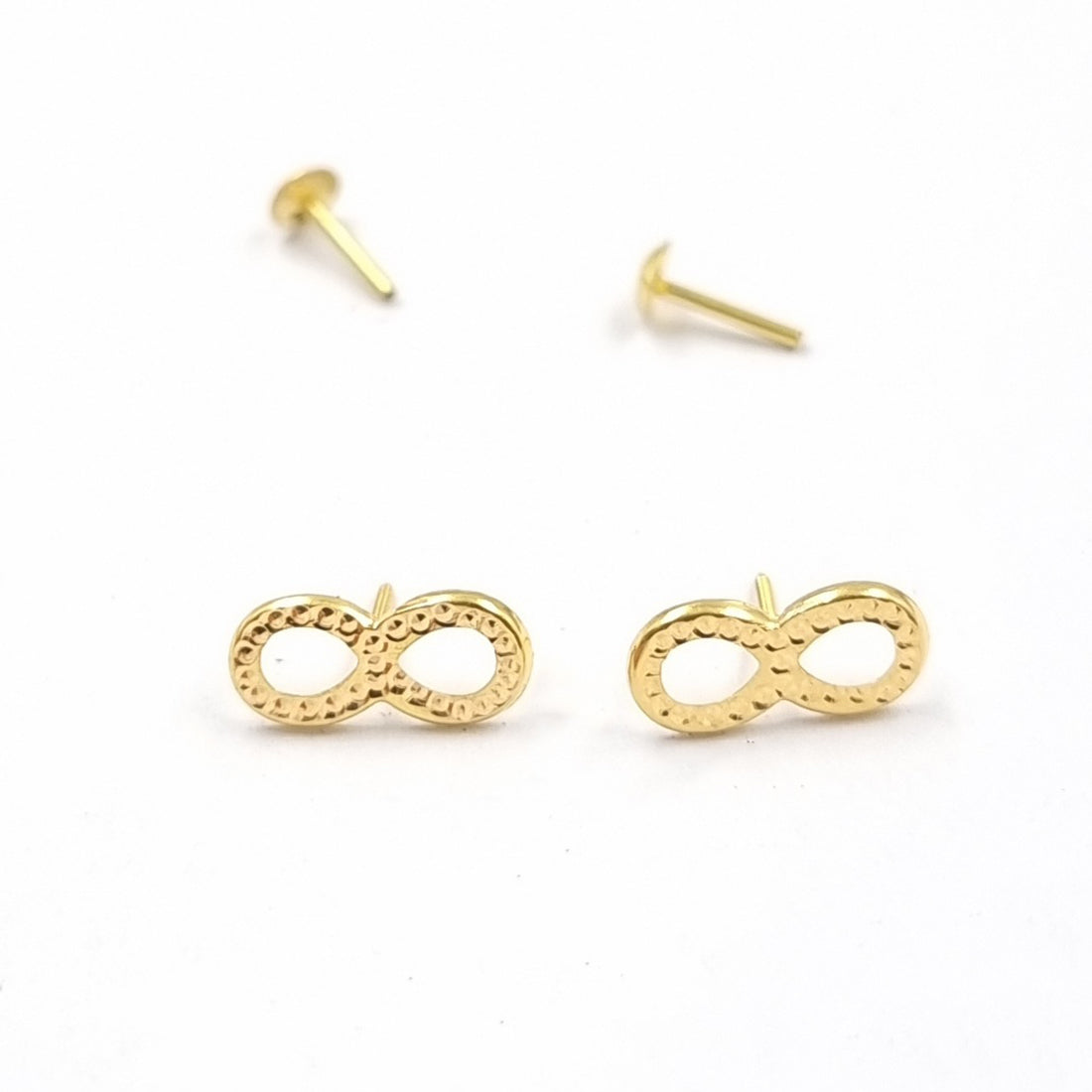 18K Pure Gold Infinity Screw Earrings