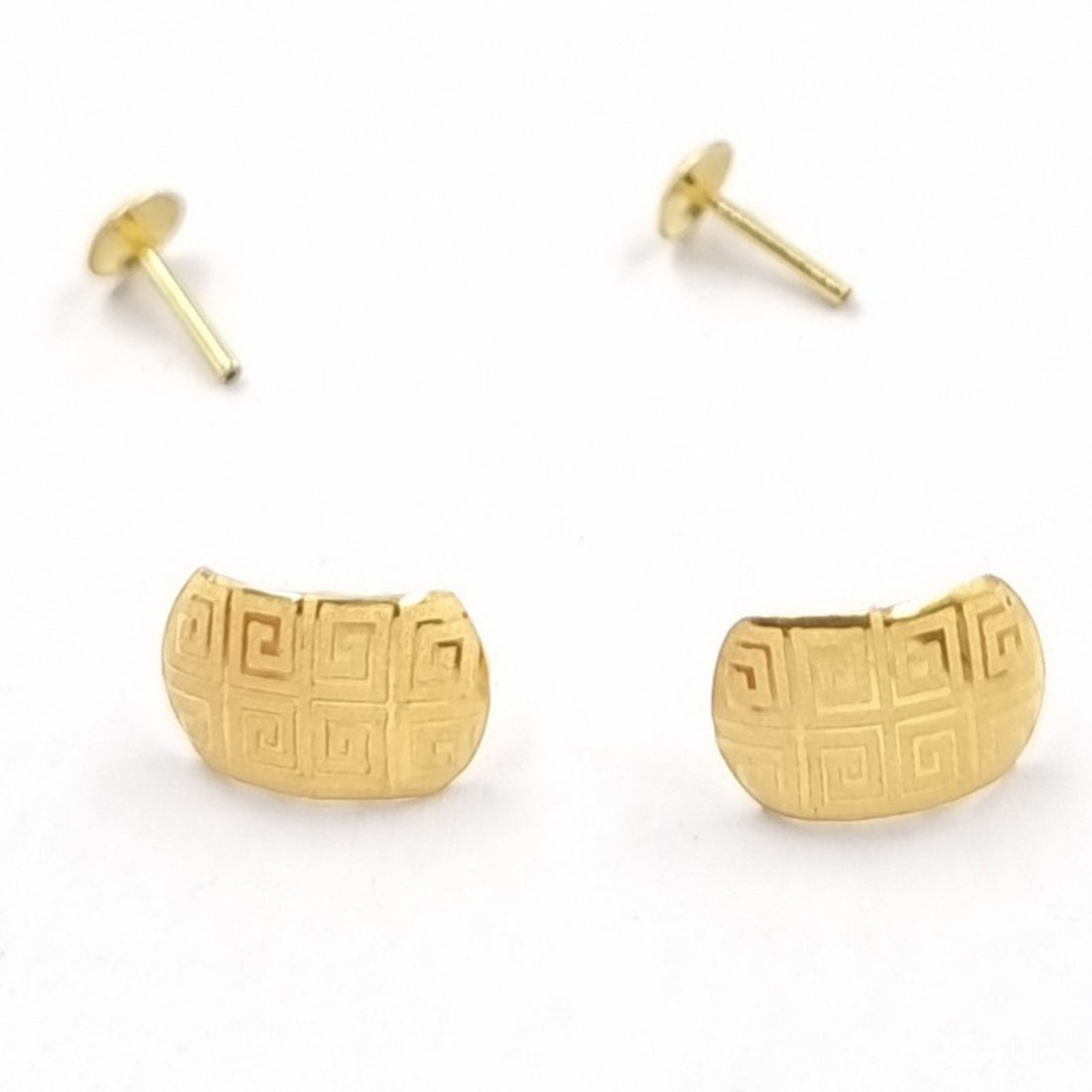 18K Pure Gold Clip Design Screw Earrings