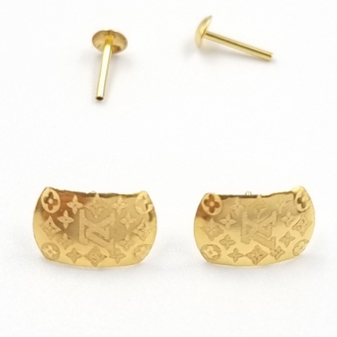 18K Pure Gold Clip Design Screw Earrings