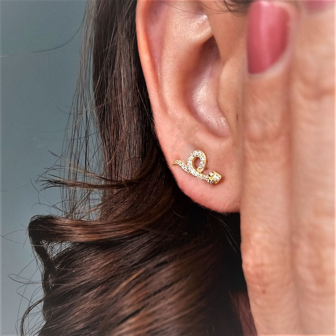 18K Pure Gold Snake w/ Zircon Stone Design Earrings