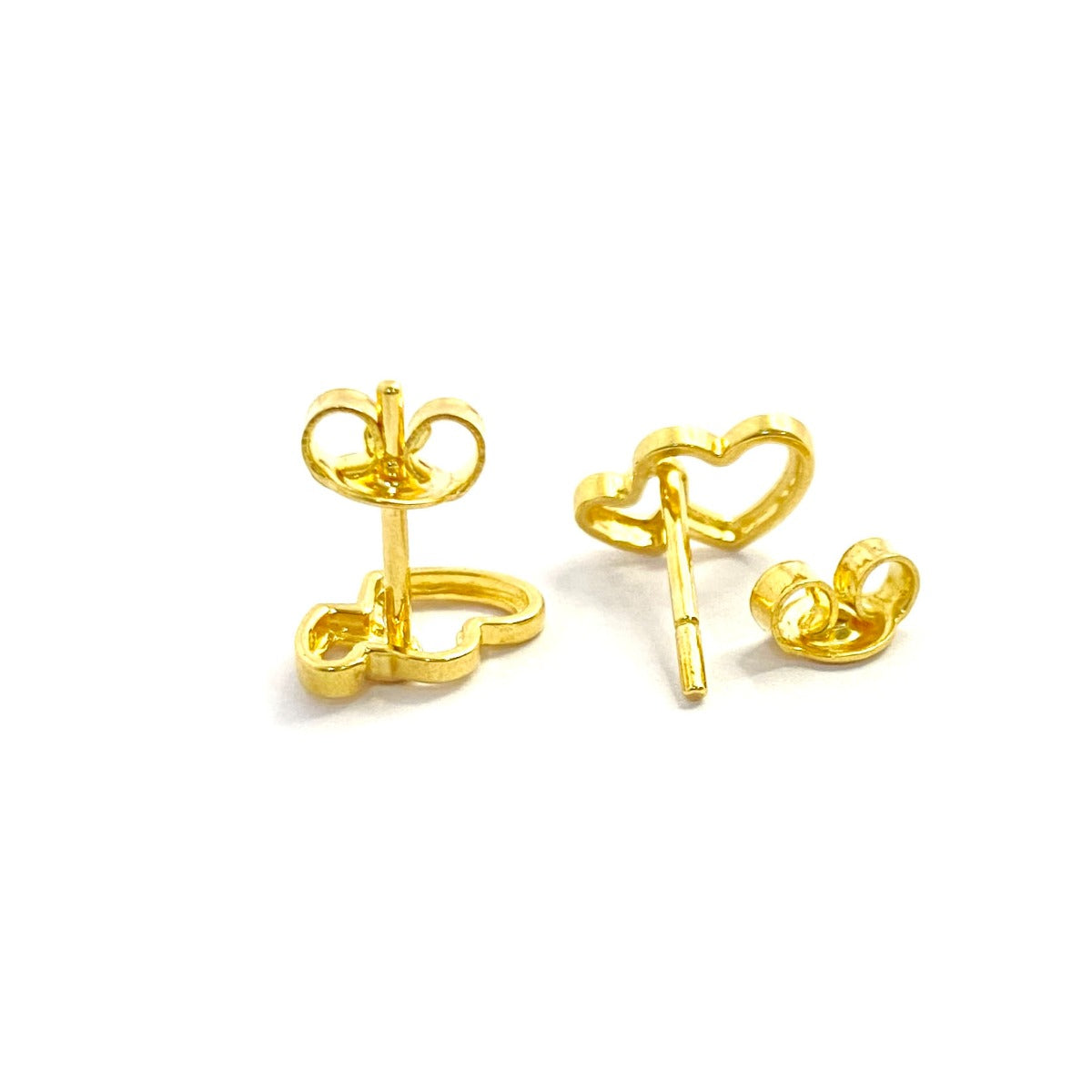 18K Pure Gold Double Heart Earrings Design