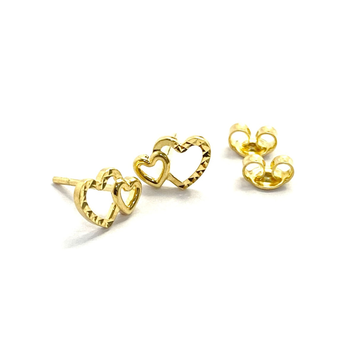 18K Pure Gold Double Heart Earrings Design