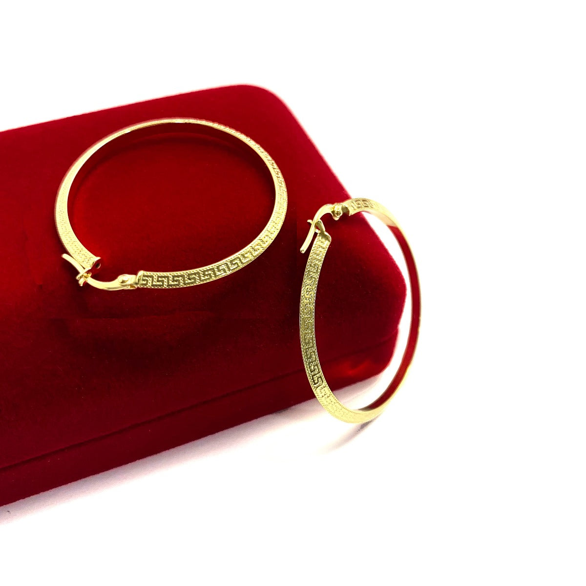 18K Pure Gold Elegant Hoop Earrings Design