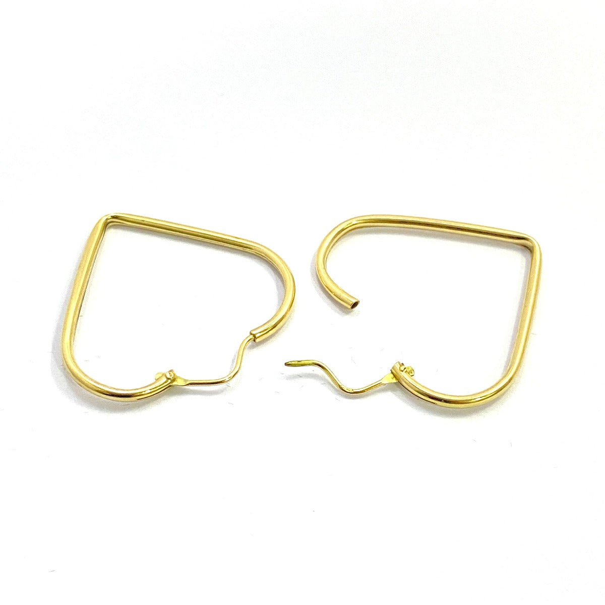 18K Pure Gold Hoop Heart Earrings Design