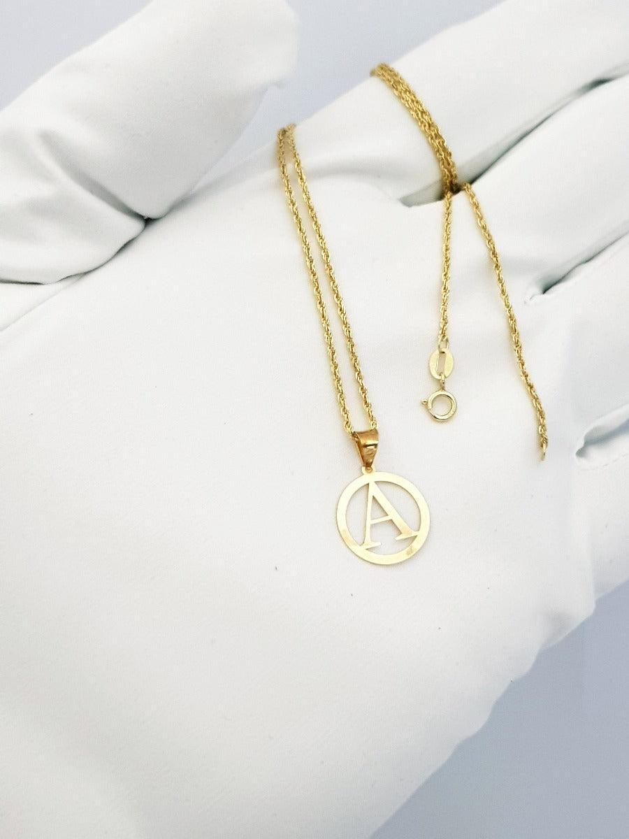 18K Pure Gold Letter A Design Necklace