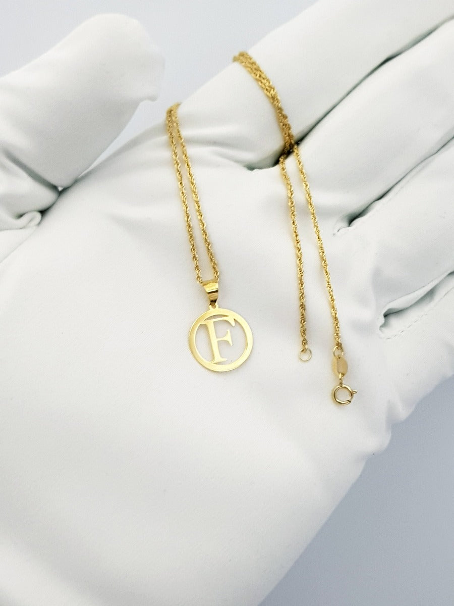 18K Pure Gold Letter F Design Necklace