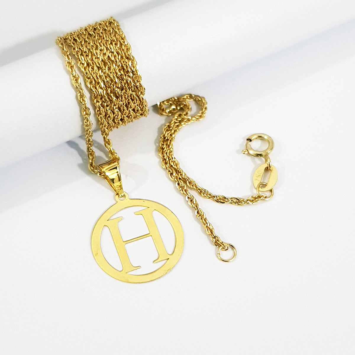 18K Pure Gold Letter H Design Necklace