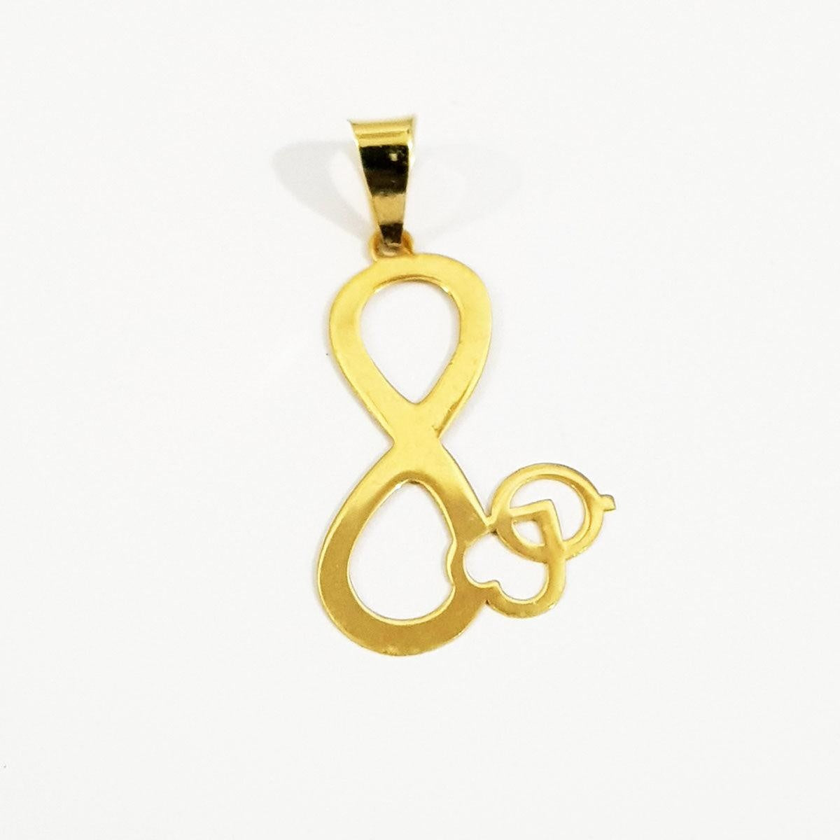 18K Pure Gold Infinity Heart Necklace