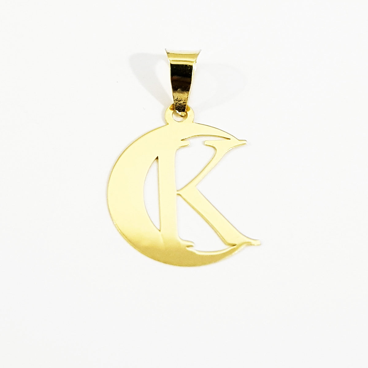 18K Pure Gold Halfmoon Letter K Design Necklace