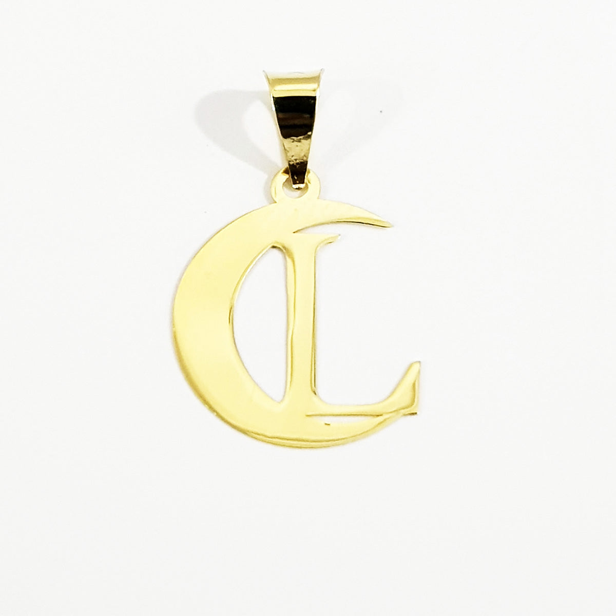 18K Pure Gold Halfmoon Letter L Design Necklace