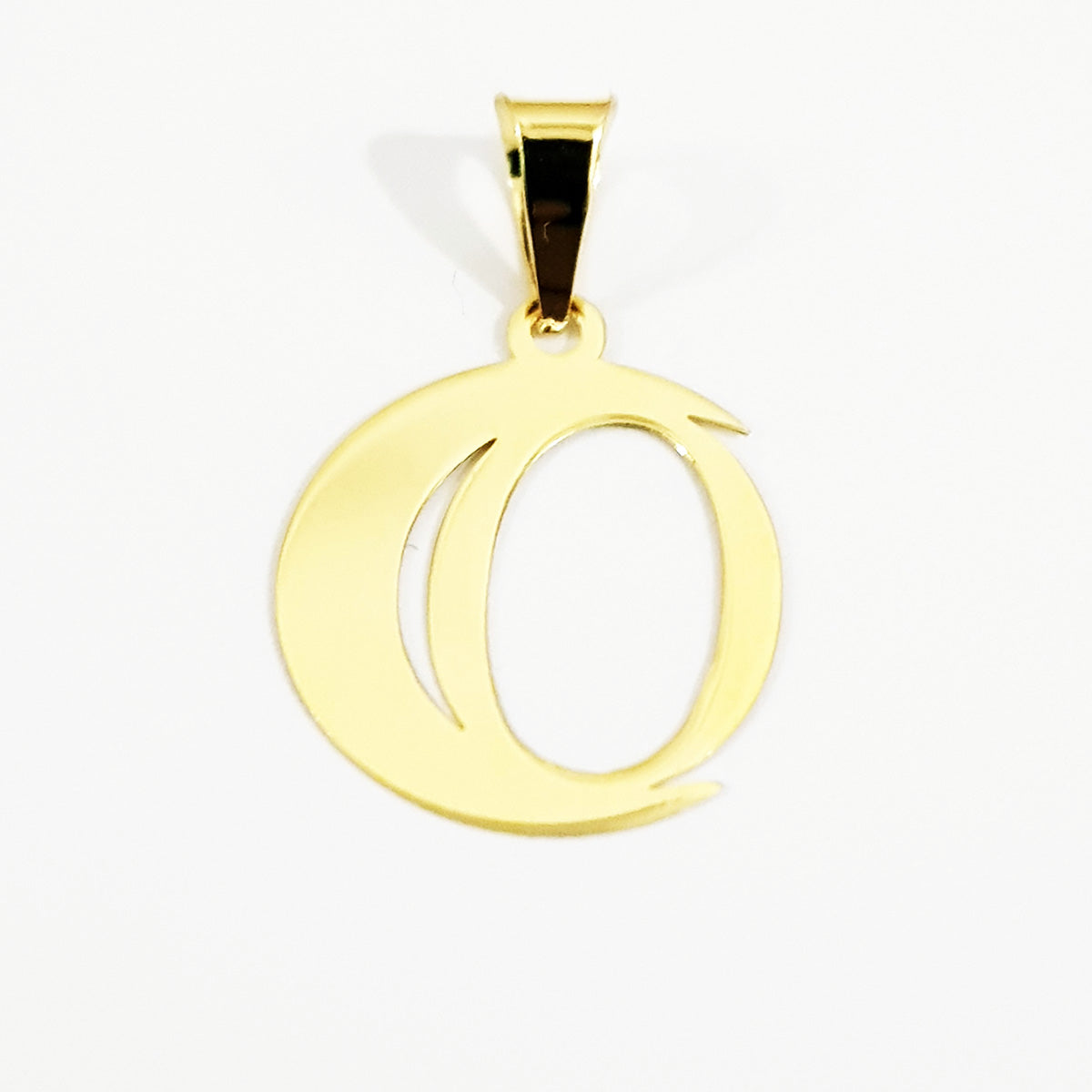 18K Pure Gold Halfmoon Letter O Design Necklace
