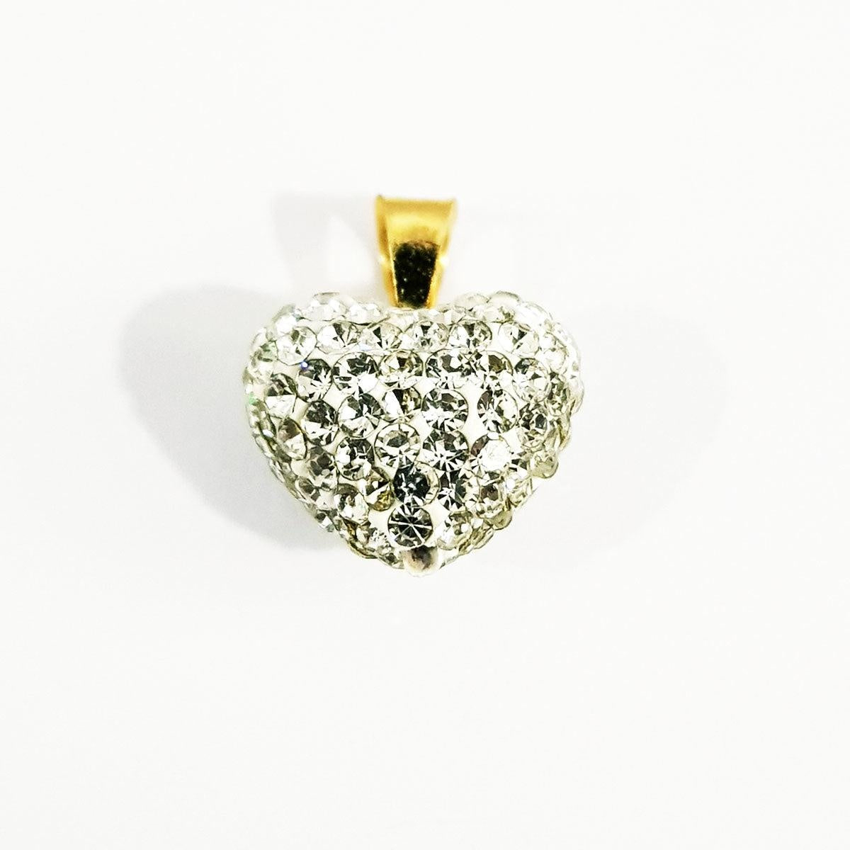 18K Pure Gold Heart Crystal Design Necklace