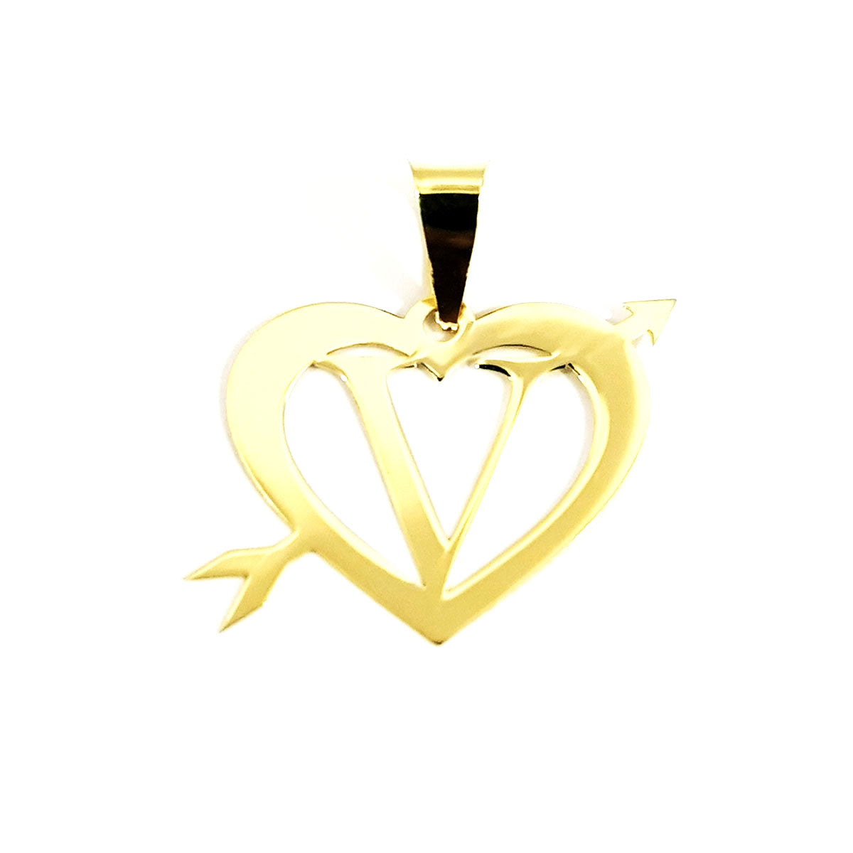 18K Pure Gold Heart Letter V Design Necklace