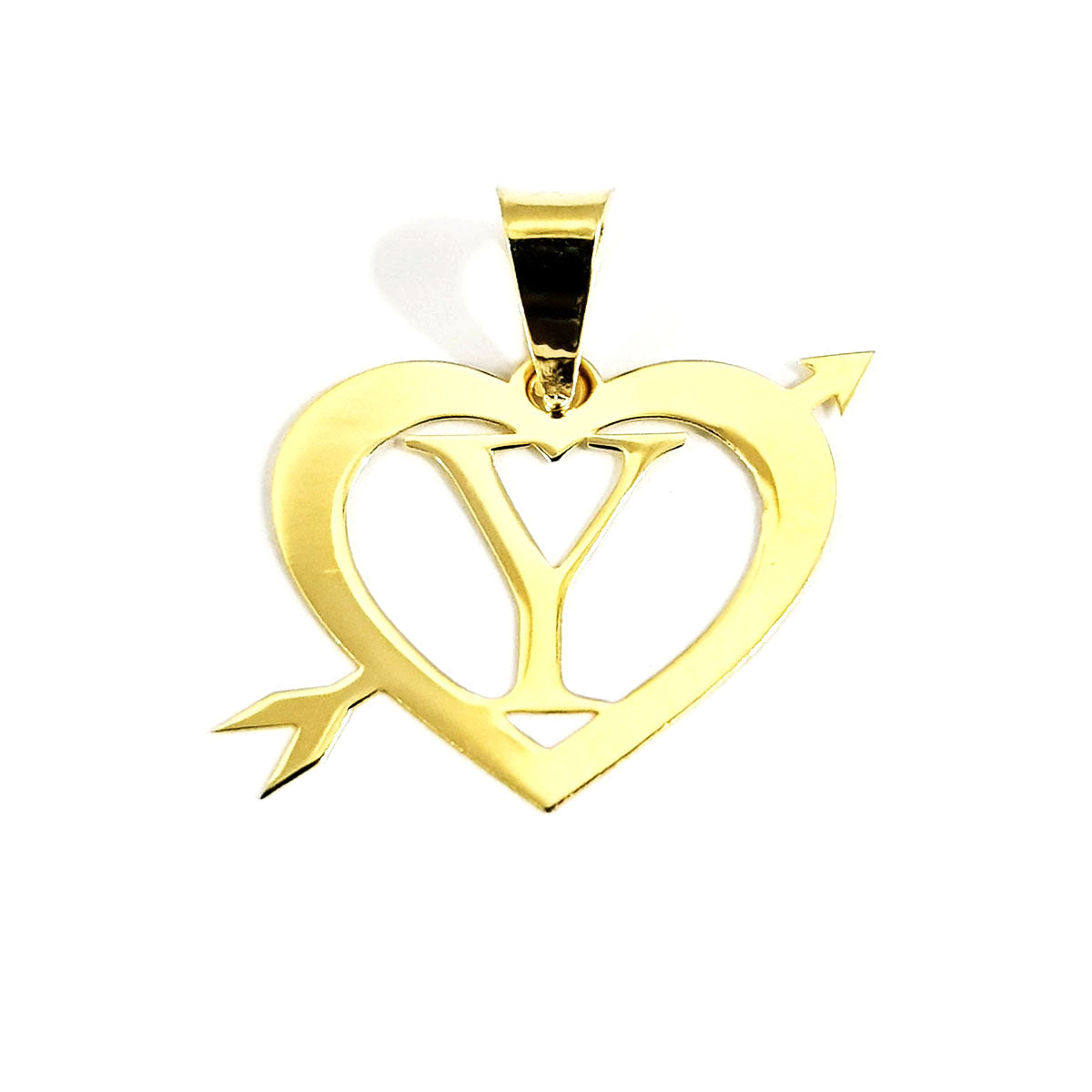 18K Pure Gold Heart Letter Y Design Necklace