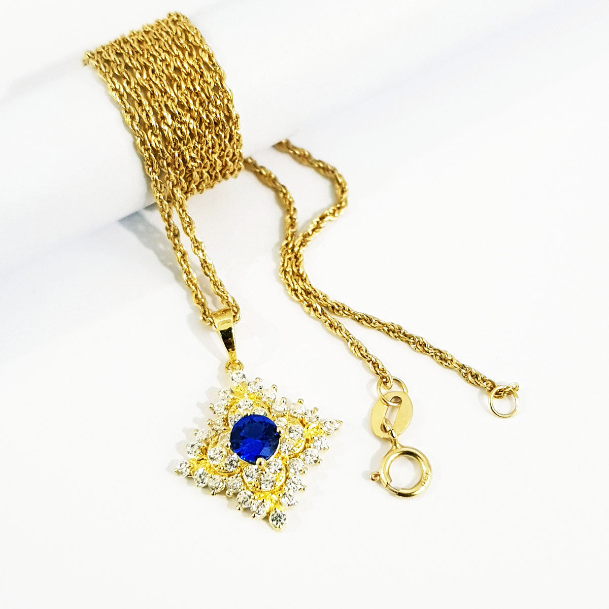 18K Pure Gold Zircon Stone Necklace