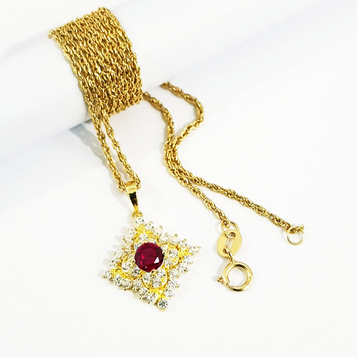 18K Pure Gold Zircon stone Necklace