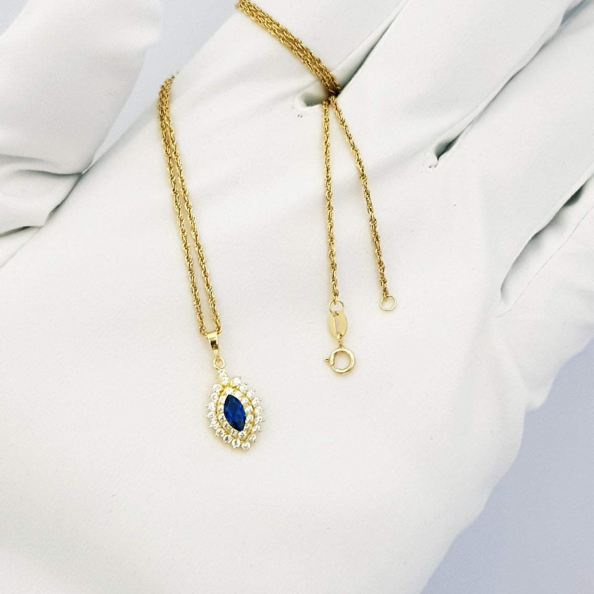 18K Pure Gold Zircon stone Necklace