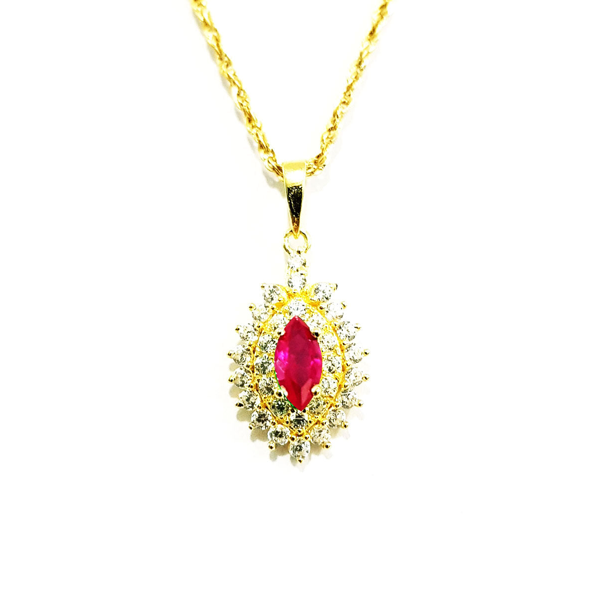 18K Pure Gold Zircon stone Necklace