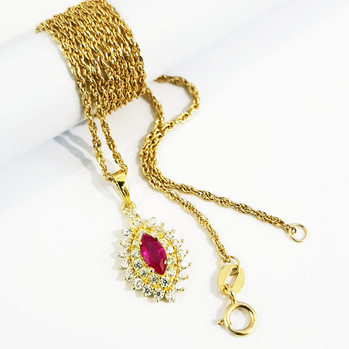 18K Pure Gold Zircon stone Necklace