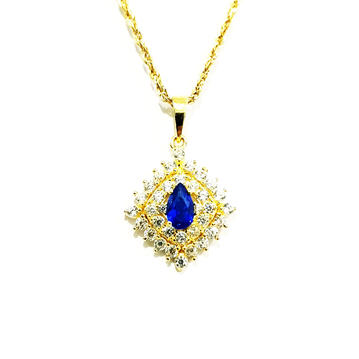 18K Pure Gold Zircon stone Necklace