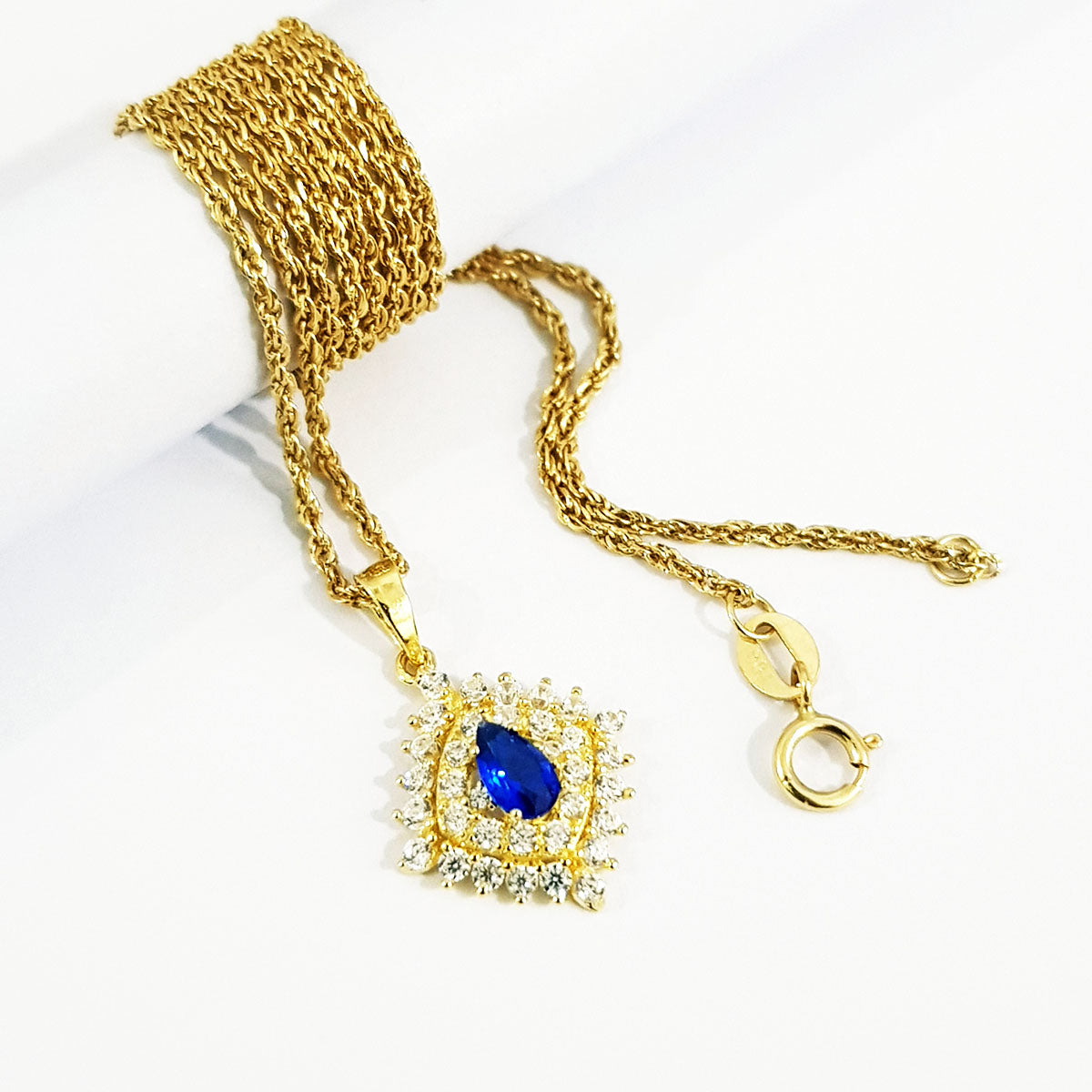 18K Pure Gold Zircon stone Necklace