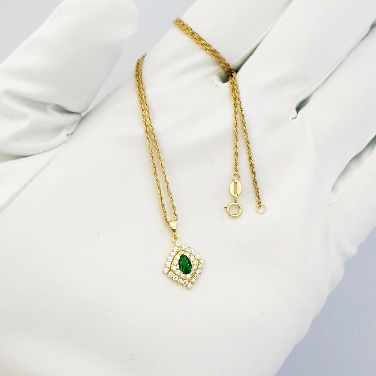 18K Pure Gold Zircon stone Necklace