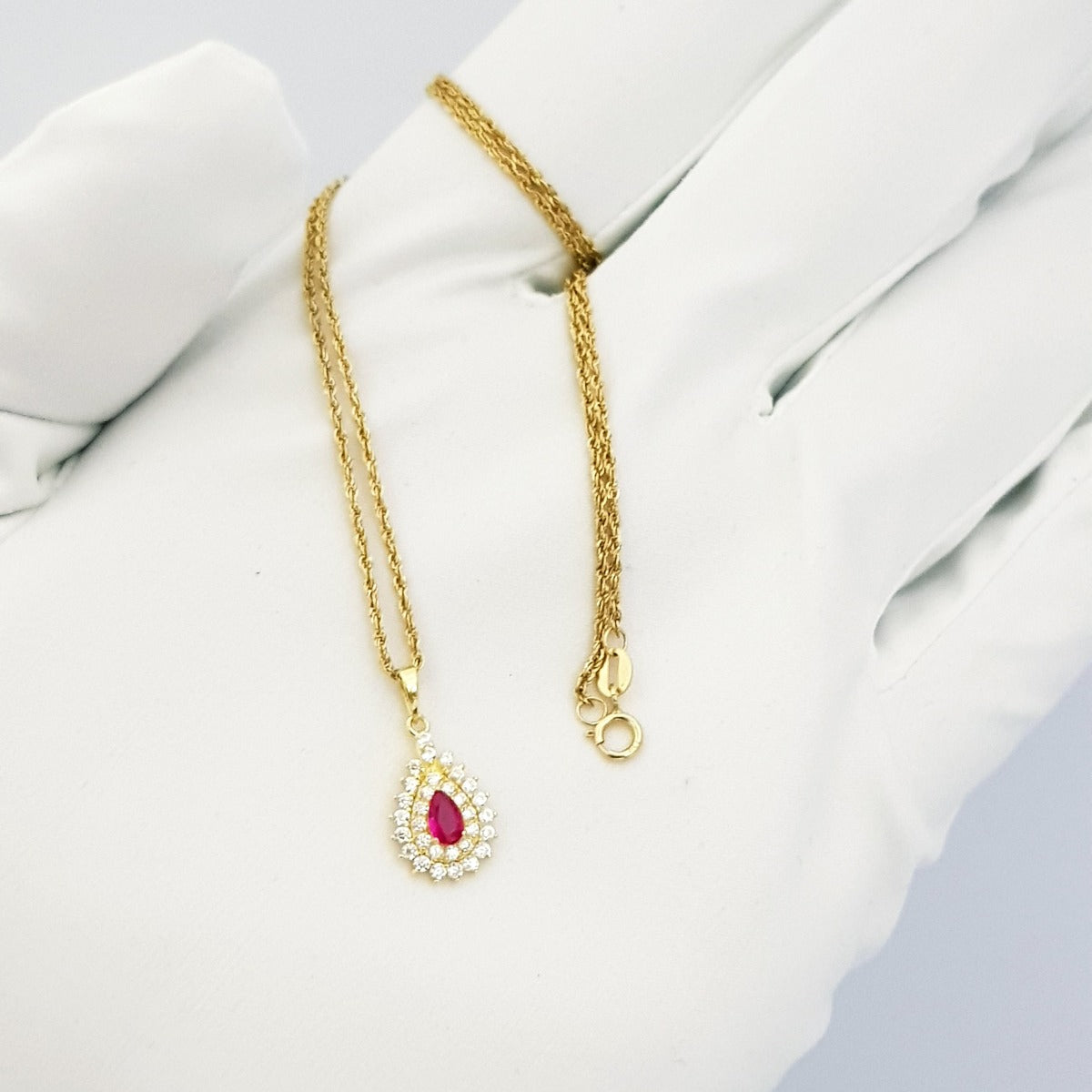 18K Pure Gold Zircon stone Necklace