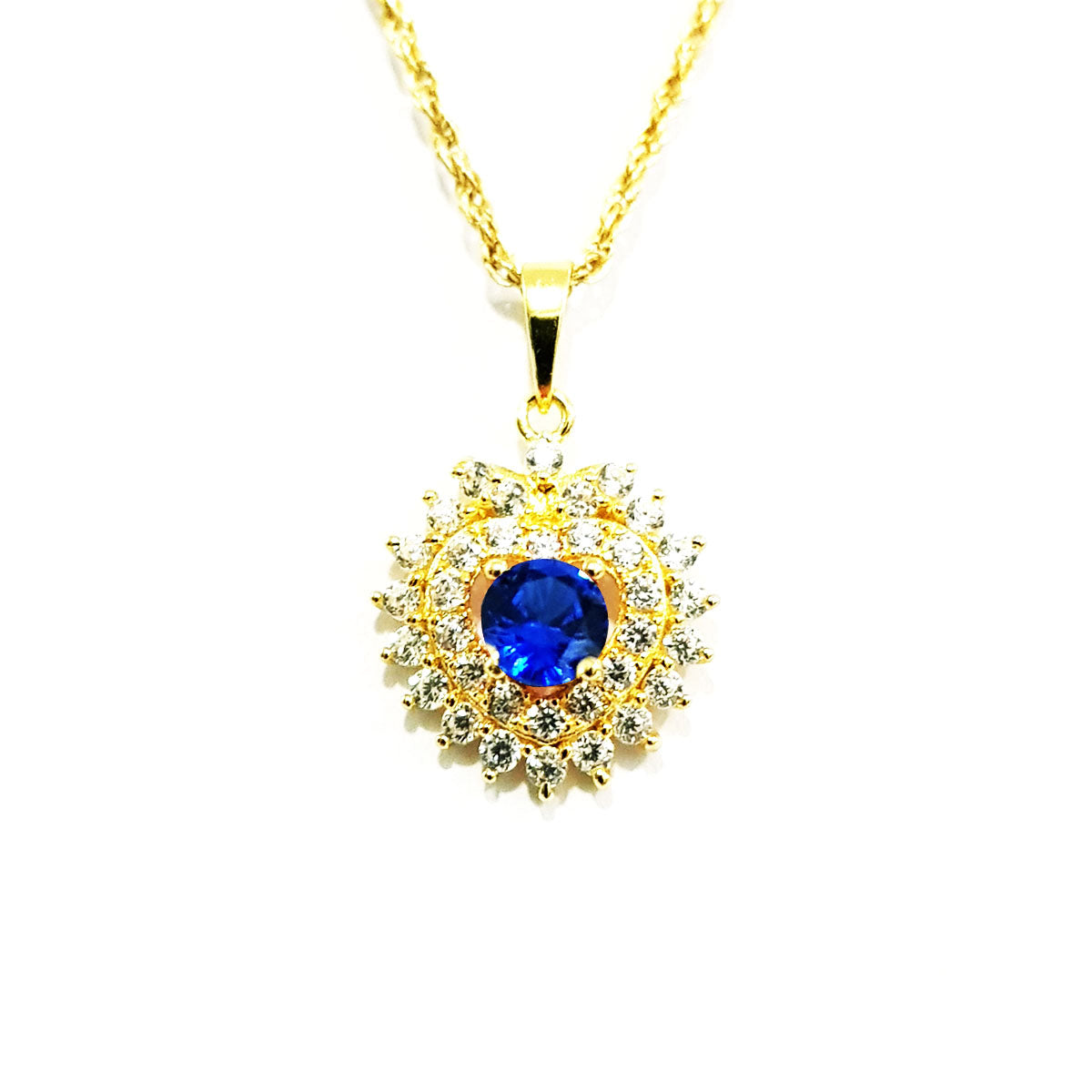 18K Pure Gold Zircon stone Heart Necklace