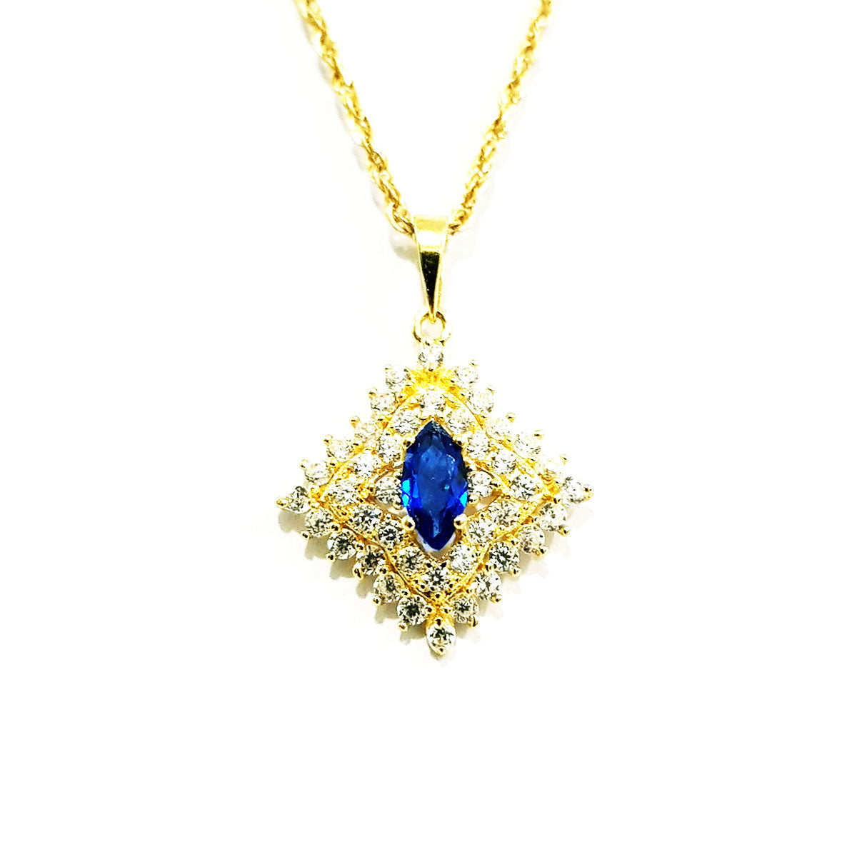 18K Pure Gold Zircon stone Necklace