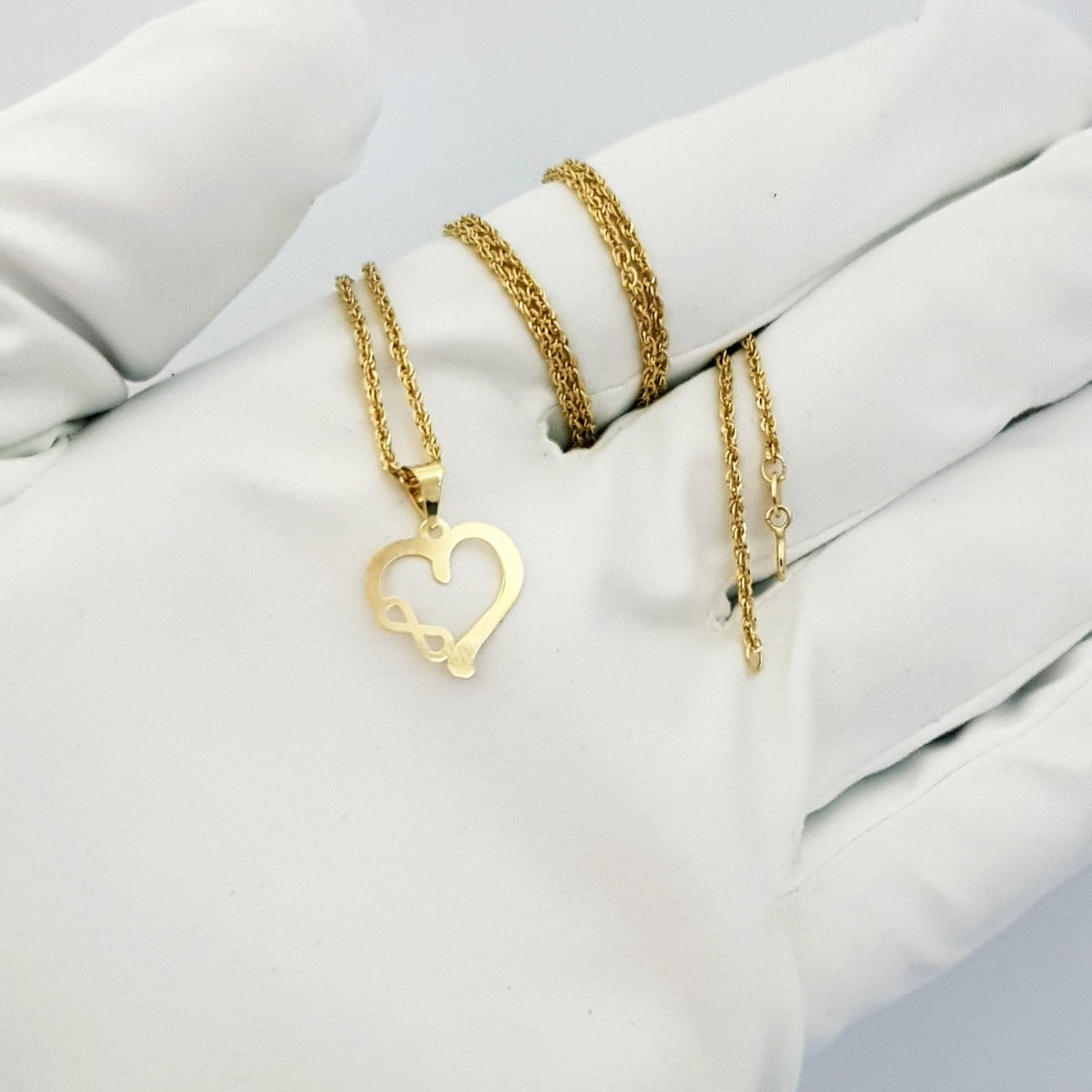 18K Pure Gold Heart Infinity Necklace