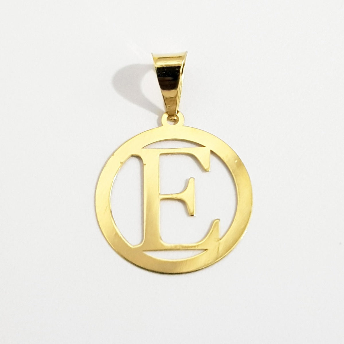 18K Pure Gold Letter E Design Necklace